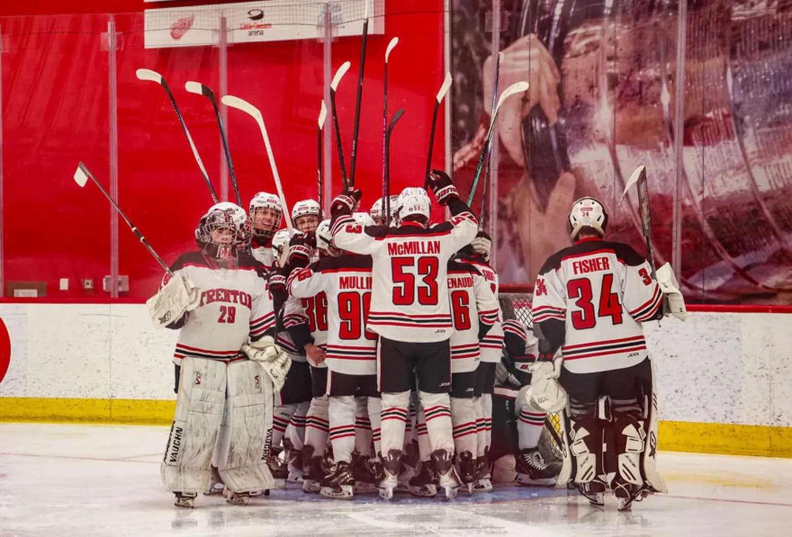 Youth hockey team preparing for a game